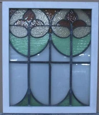 PRETTY ABSTRACT OLD ENGLISH LEADED STAINED GLASS WINDOW 22 1/4" x 26"