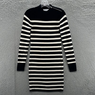 Everlane Dress Womens Medium M Blue Striped Long Sleeve Knit Sweater Dress  Zip | eBay
