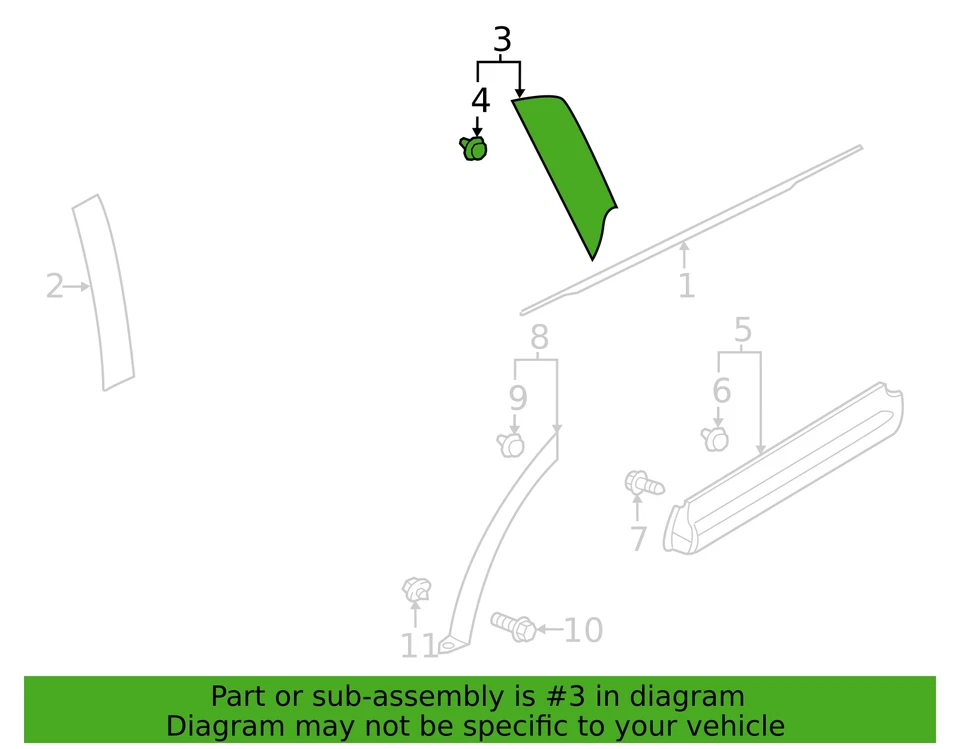 2018-2025 Mitsubishi Eclipse Cross Lt Rear Rearward Door Appliqué 7407A331 - Image 2 of 4