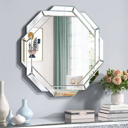Bathroom Mirror-24”X24” Wall Mirrors Decorative, Beveled Edge Frameless Mirror f