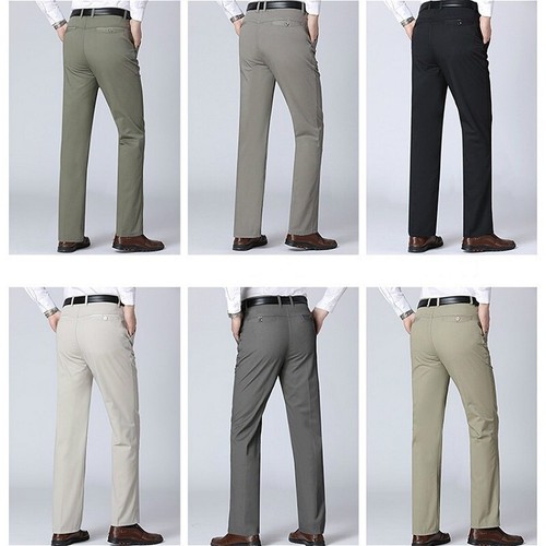 Men Trousers Formal Cotton Dress Pants 