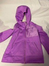 Lands End Sherpa Fleece Jacket Youth Girl Small 6-7 Zippered Hooded Purple