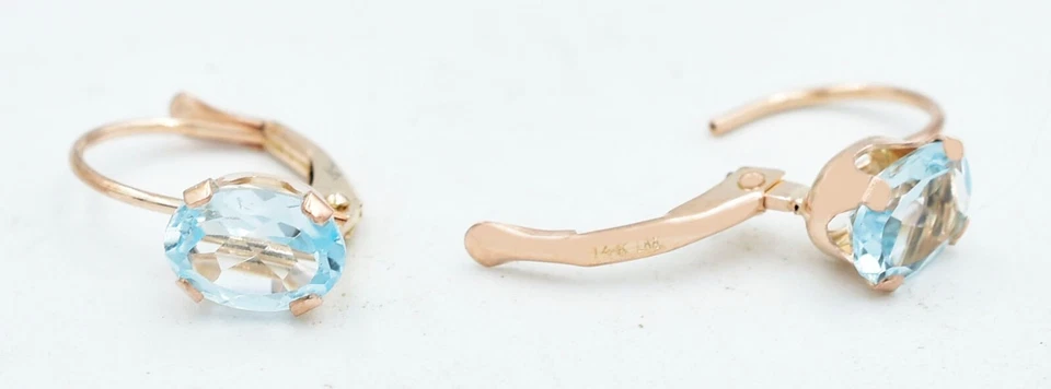 PENDIENTES COLGANTES AGUAMARINA ORIGINALES 1,88 quilates oro rosa 14k - valoración gratuita Foto 3 de 4