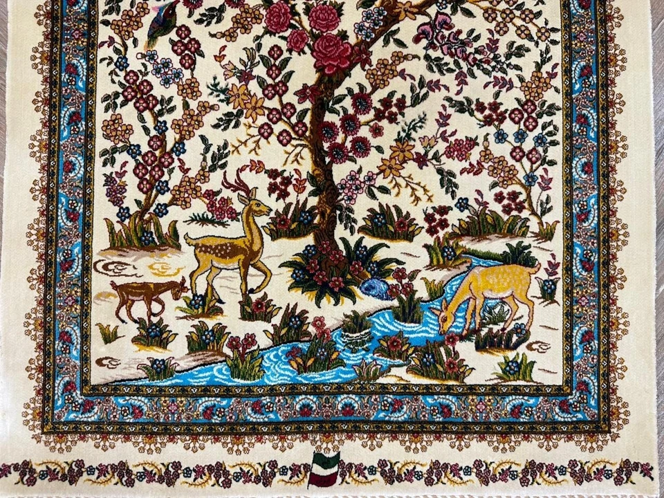 Alfombra de seda de alta calidad oriental colgante de pared alfombra de seda ilustrada alfombra 90 x 59 cm Foto 4 de 4