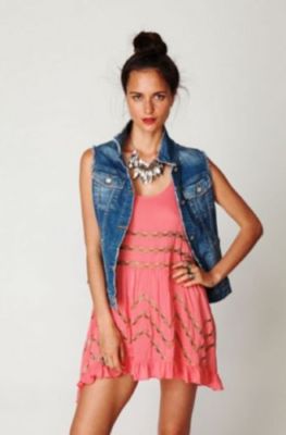 Voile Trapeze Slip Mini Dress 