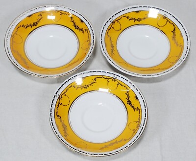 Lot Of 3 Duchess China E & B. L. 5.5 Inch SAUCERS Yellow & Gold Pattern England
