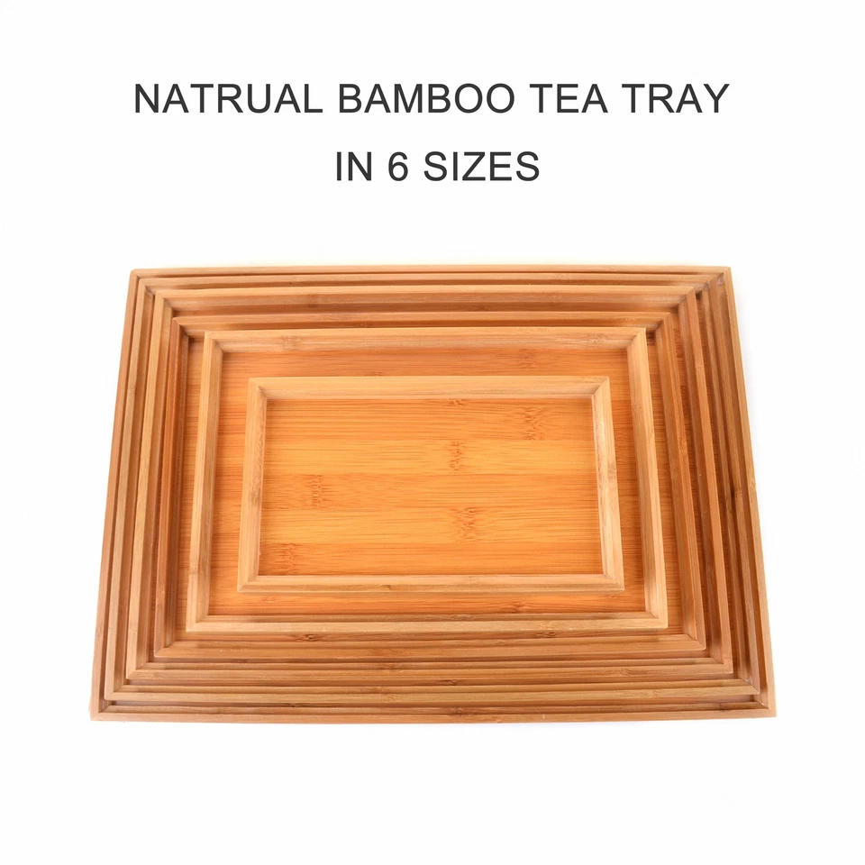Kinds Natural Bamboo Flat Tea Tray Rectangular Fruit Tray Hotel Home Furnishing - Image 3 of 4