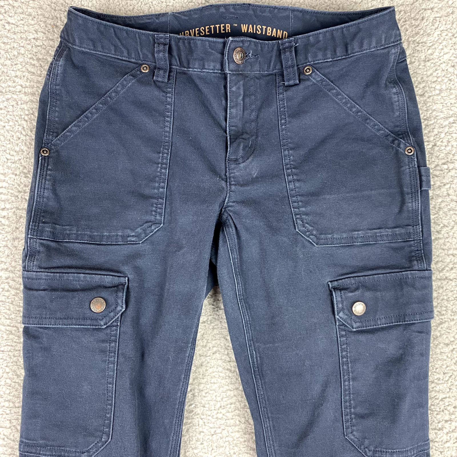 Duluth Flex Fire Hose Slim Leg Cargo Pants Womens 2x31 Navy Carpenter Outdoor