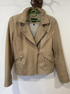 Women Massimo Dutti Jacket Beige Leather 38