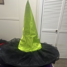 Green/Black Witch Hat Halloween Costume Adult Unisex One Size Fabric