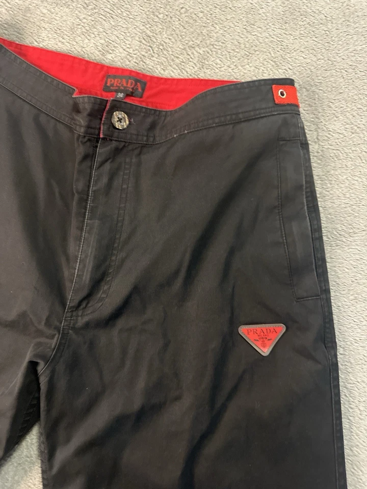 Prada Linea Rossa Sport Black Pants Red Triangle Logo Italy Men’s 34x28 - Image 2 of 4