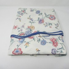 Laura Ashley Queen Flat Sheet Made USA Floral Cottagecore Pink Blue Vtg 1990s