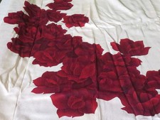 Vintage Japanese Kimono Silk HAORI hand painted red roses Fabric 7