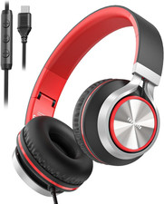 Upgraded USB Type C Wired Headphones, Foldable Over-Ear Headphones with Mic and