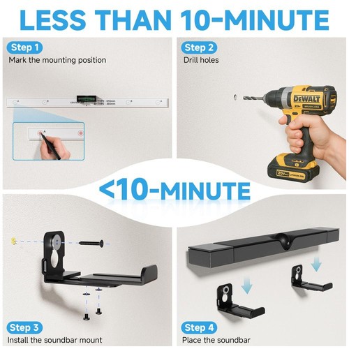 2pcs Heavy Duty Speaker Wall Mount Space Efficient Speaker Hangers Soundbars - Picture 8 of 12
