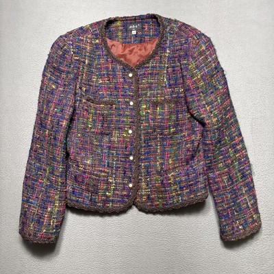 Vintage ABS By Allen Schwartz Jacket Blazer Coat Womens 14 Wool Blend Boho USA