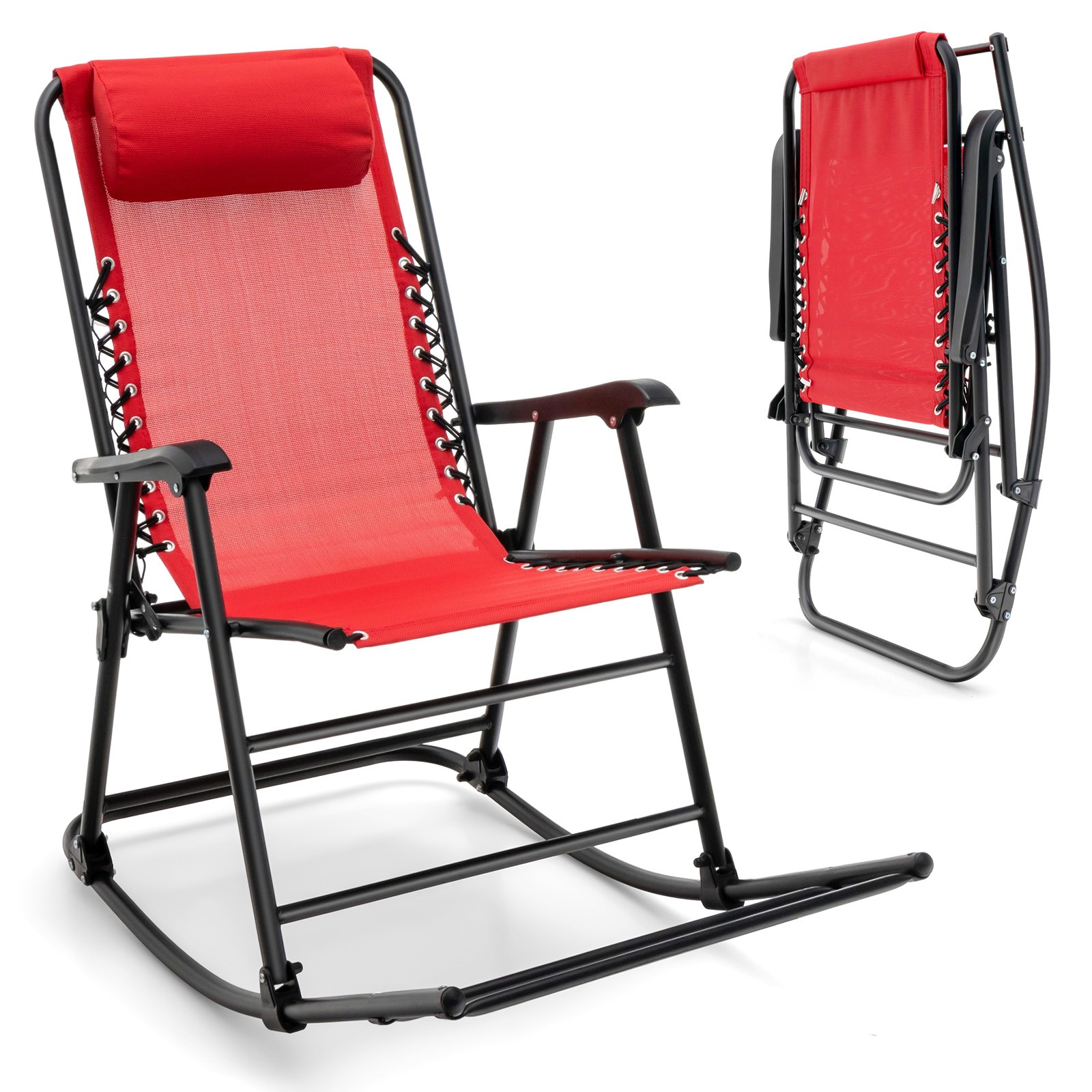 W/ Cozy Backrest & Armrests Outdoor Red