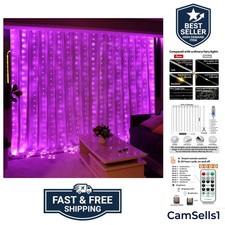 300LED Fairy Curtain Lights, 9.8x9.8Ft USB Plug-in 8 Modes Christmas String H...