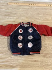 VINTAGE 1980s 90s Baby Nylon Baseball Jacket Coat red  blue 3/6 Months 3-6