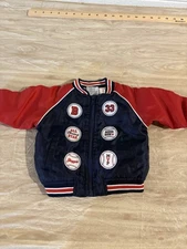 VINTAGE 1980s 90s Baby Nylon Baseball Jacket Coat red & blue 3/6 Months 3-6