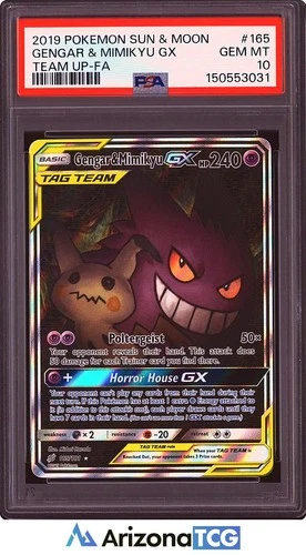 Pokemon 2019 Gengar & Mimikyu GX 165/181 Alt Art Team Up GEM MINT PSA 10