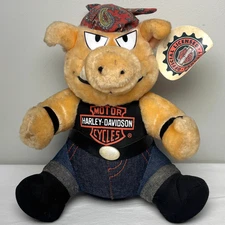 Harley Davidson Motorcycle Biker Stuffed Plush Pig Hog 1998 Vintage 10”