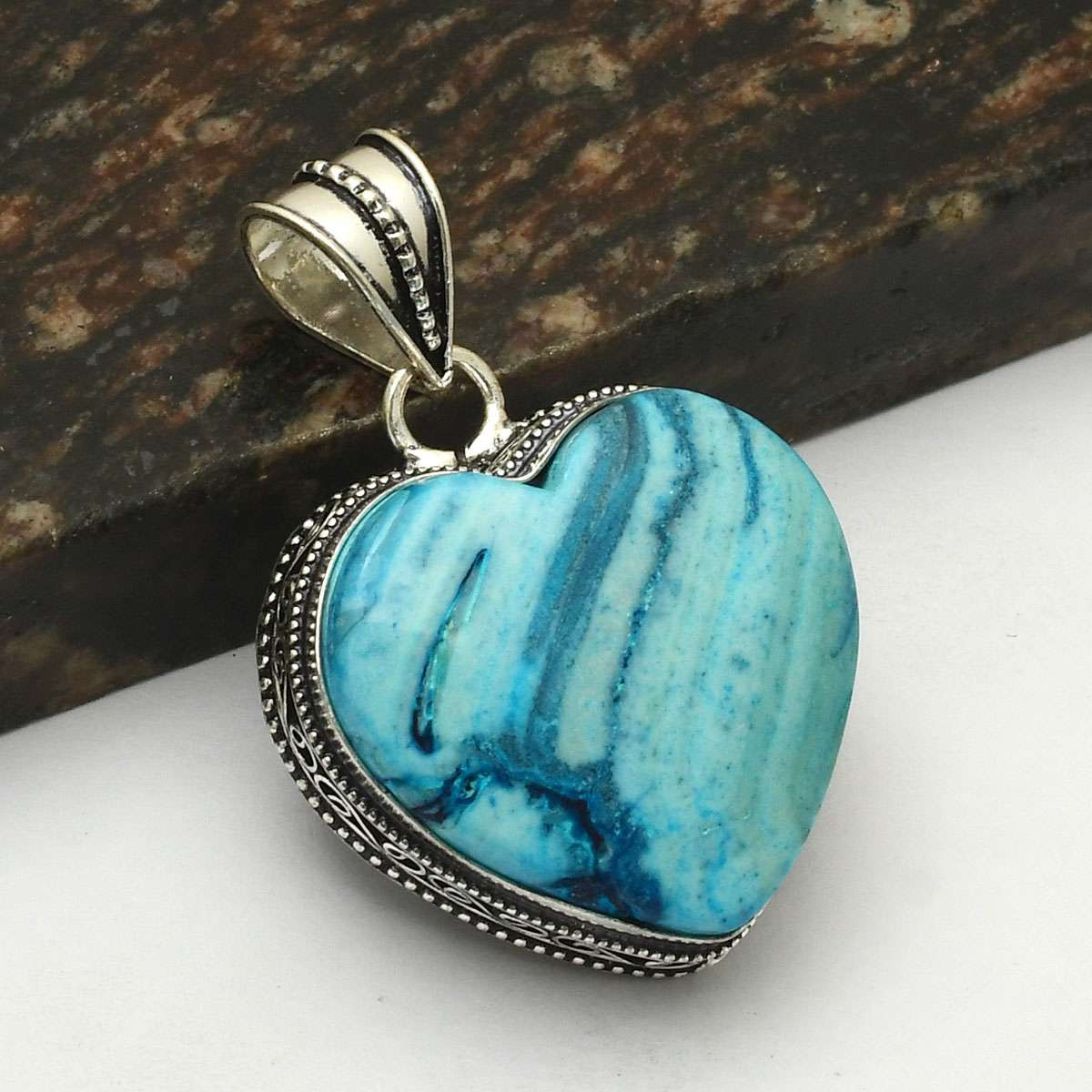 Dendrite Opal Gemstone Handmade Antique Design Pendant Jewelry 2