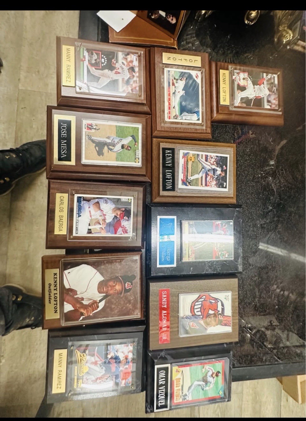 Vintage MLB Baseball Card Plaque Lot – Kenny Lofton Manny Ramirez Alomar