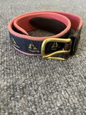 Vineyard Vines Belt Youth Size 26 Navy Pink Sailboat Ribbon Leather Brass USA