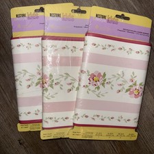 Restore & Restyle Wallpaper Border  Rosebud Blossom Pink Floral Nursery 3 Packs