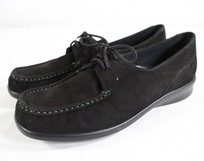 SAS Shoes Women's 8 N Petra Lace Up Moccasin Nubuck Leather Black