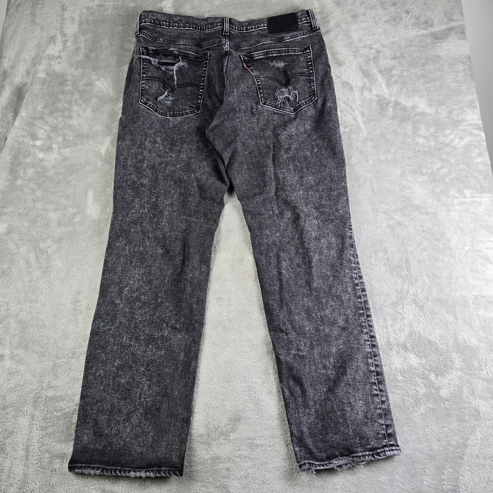 Pantalones de mezclilla Levis 541 para hombre 36x32 negros premium modernos grandes E desgastados descoloridos de fábrica Foto 3 de 4