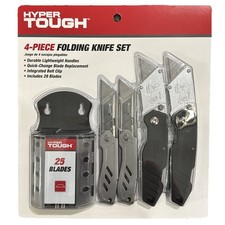 Hyper Tough 4pc Folding Utility Knife Set w/ 29 Blades Quick Change Heavy Duty