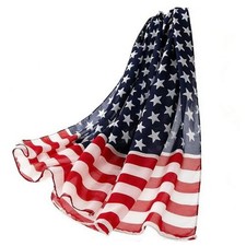 IZUS Silky-Feel Wrap-Scarf for Women Spring-Fall 61x28 Inches Usa-flag Pattern