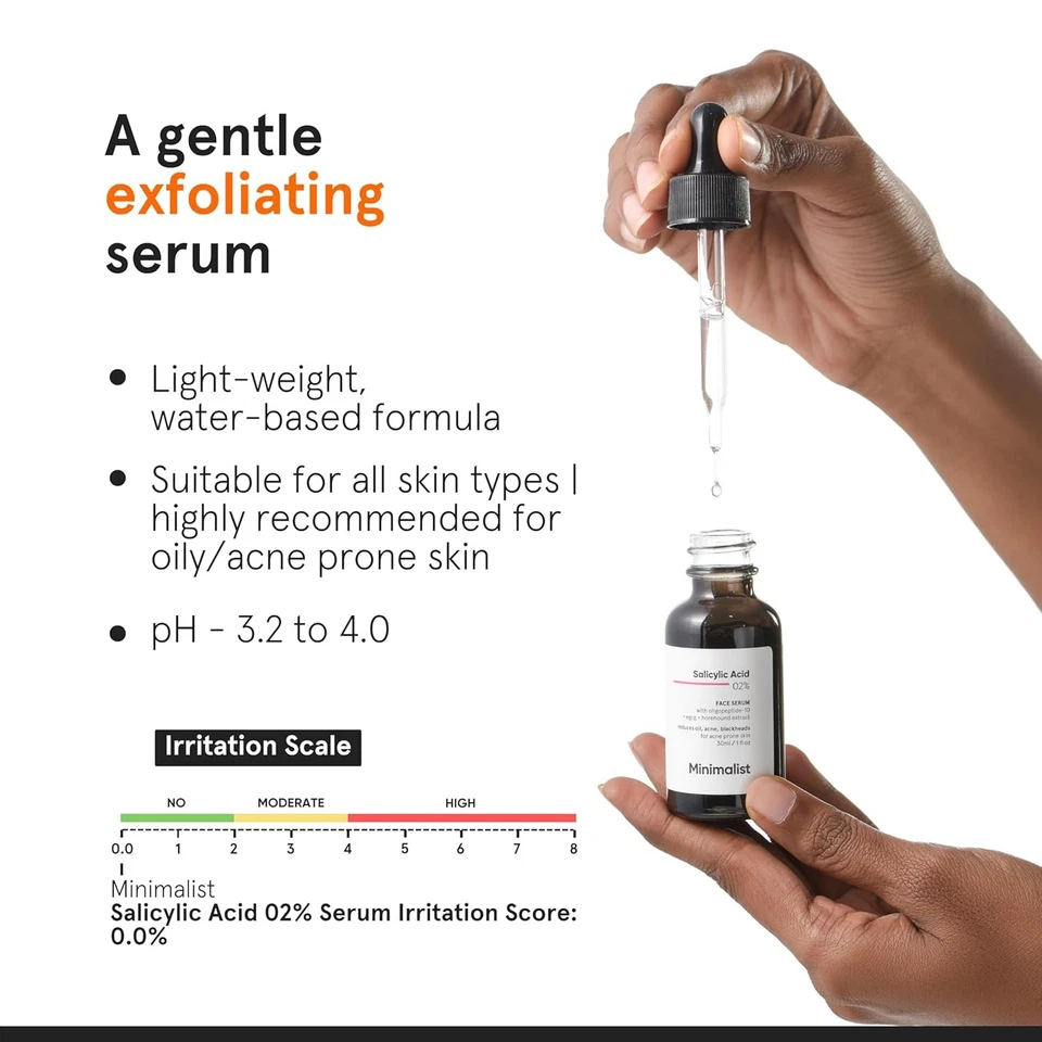 Suero facial minimalista ácido salicílico 2 % para control de aceite de puntos negros para acné 30 ml nuevo Foto 4 de 4