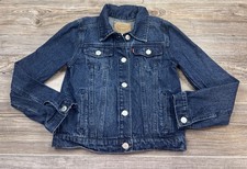 Levi's Jean Jacket Boys Med 10/12 Trucker Red Tab Youth Blue Denim 100 Cotton