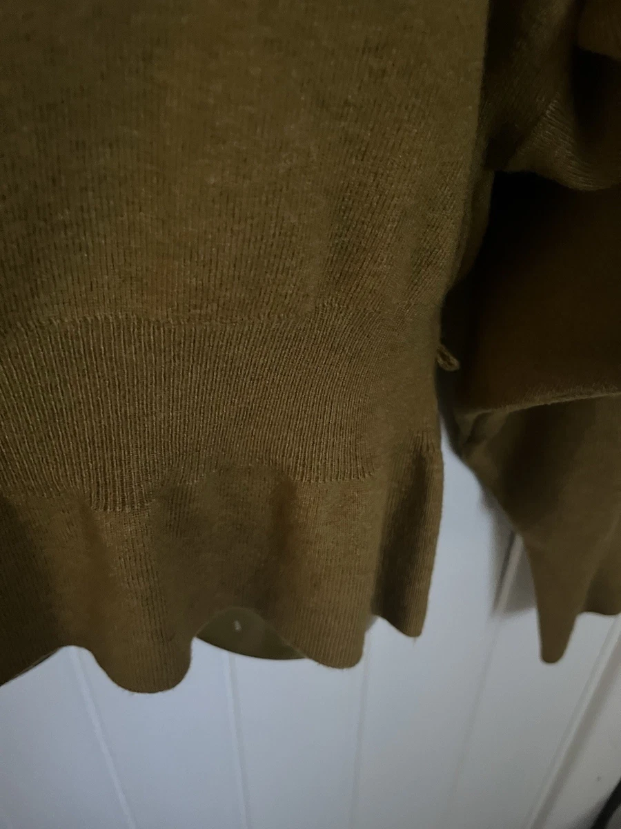 ZARA Ochre Knit Boat Neck Long Sleeve Cashmere Blend Jumper  L oversized