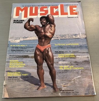 ROBBY ROBINSON/ Schwarzenegger Muscle Builder Bodybuilding Magazine January 1976