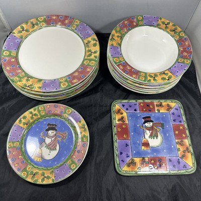 13pc Set Lot Sango Sweet Shoppe Christmas dinner Plates Salad Bowls Trivet