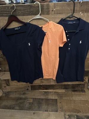 Lot of 3 Polo Ralph Lauren Blank T-shirt Women's Medium Polo And Blouse