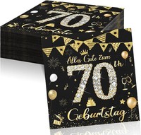 Geburtstagsdeko Servietten Schwarz Gold 40 StüCk 33X33Cm Tischdeko 70.