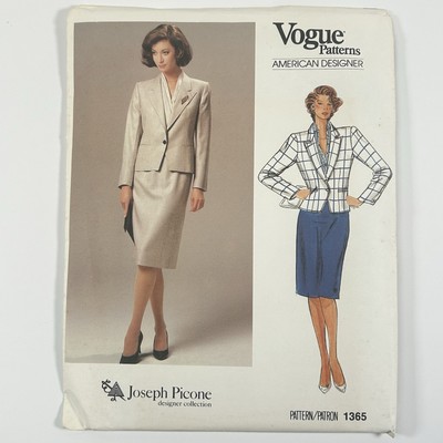 Vogue Muster 1365 Designer Joseph Picone taillierte Jacke & Rock UC/FF Größe 12