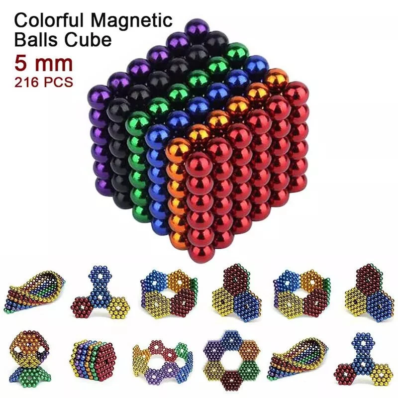 216 Tlg Magnet Neodym kugeln Technik Gadget Anti Stress Kugeln 5mm Magnete Bunt - Bild 3 von 4