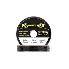 Powercord Elastic Cord Black 0.5mm Diameter 27.3 Yards / 25 Meters Stretchy