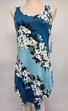 Small Apt 9 Womens Chemise Sleeveless Green Floral Lace Nightgown Polyester Knit