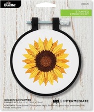 Bucilla Golden Sunflower Stamped Embroidery Kit  Includes 3" Hoop  49547E