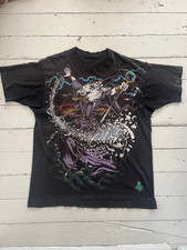Vintage 1994 Liquid Blue Wizard AOP All Over Print Shirt Sz XL Single Stitch