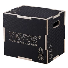 VEVOR 16/14/12 Inch 3 in 1 Plyometric Jump Box Fitness Exercise Plyo Box Wooden