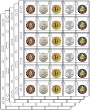 30-Pocket Coin Pages for Collectors, Standard 9-Hole Coin Collection Pages fit M