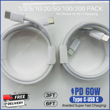Lot PD 60W Dual USB-C Fast Car Charger Type C Cable For iPhone 15 16 17 Pro Max 